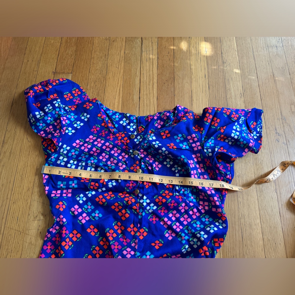 70s Vintage Bright Barkcloth Maxi Dress - Picture 6 of 6
